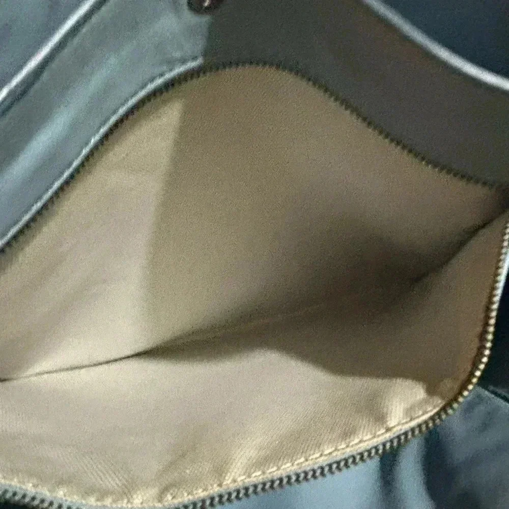 Coach navy blue gray leather shoulder handbag